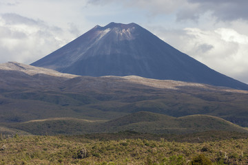 Fototapeta na wymiar The plains in front of Mount Ngauruhoe.