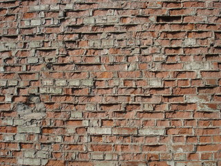 Ordinary red brickwork, old wall