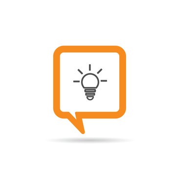 square orange speech bubble with bilb icon