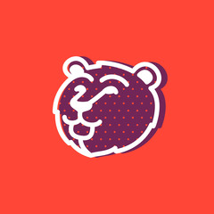 Vintage flat graphics bear character logo.