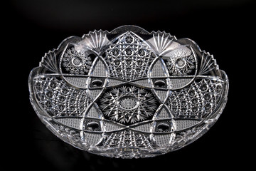 Crystal dish on a black