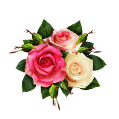 Rose flowers and buds bouquet