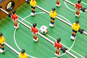 Detail of a table soccer game