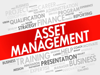 Asset Management word cloud collage, business concept background