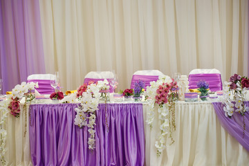 Table set for wedding or another catered event dinner.