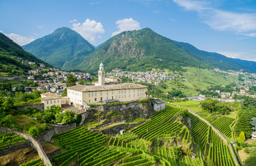 Sondrio - Valtellina (IT) - Panoramica dei vigneti e del Convento di San Lorenzo 