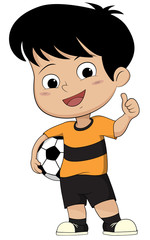 Cartoon soccer kid (like pose).