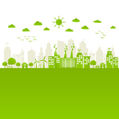 Eco friendly concept, Green city save the world, vector illustration