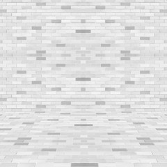 Room perspective white tile wall texture