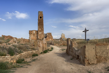 Ruinas del pueblo de Belchites destruido por los bombardeos de la guerra civil Española