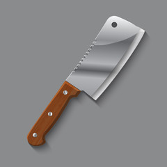 cleaver on a grey background. meat knife