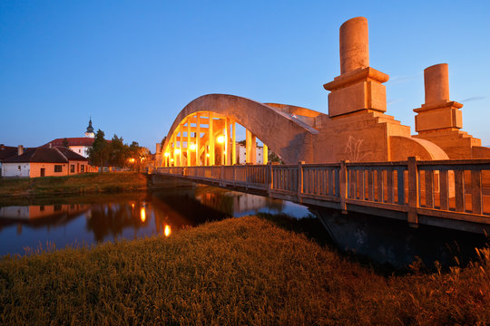 Bridge over river Morava in Uhersky Ostroh, Moravia, Czech Republic.
