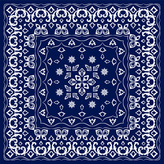 Blue handkerchief with white ornament