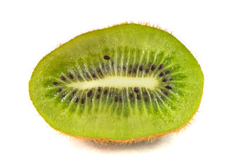 Fototapeta na wymiar Ripe sliced kiwi on a white background.
