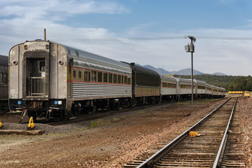 Obraz premium passenger train wagon in railway station