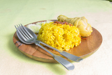 Muslim yellow rice with chicken