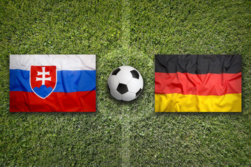 Slovakia vs. Germany flags on soccer field