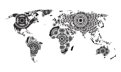 Mandala World Map Vector