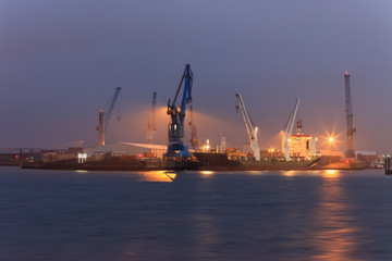 Fototapeta na wymiar Hamburg industrial night landscape, Germany
