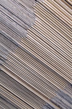 Cardboard workpieces in stack, macro.