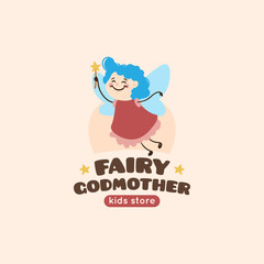 Vector cartoon fairy godmother logo