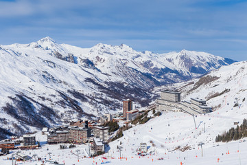 Ski resort  Val Thorens. Village of Les Menuires. France
