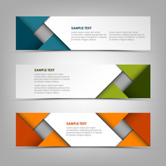Fototapeta premium Collection banners with abstract colored triangles