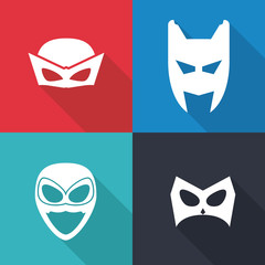 Icon set of Superhero mask. Cartoon design. vector graphic