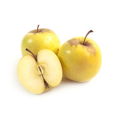 Yellow apples isolated on white background