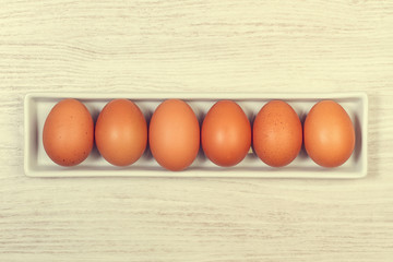 Huevos de gallina vista de arriba