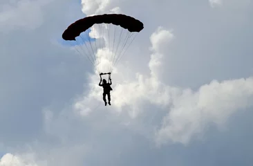 Tableaux sur verre Sports aériens Parachuter on the sky