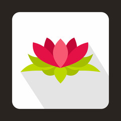 Lotus flower icon, flat style