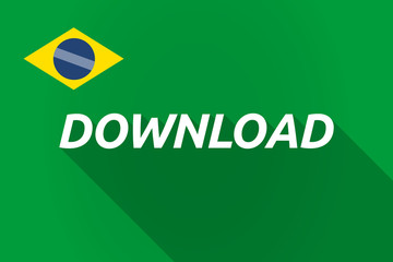 Long shadow Brazil flag with    the text DOWNLOAD