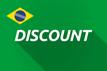 Long shadow Brazil flag with    the text DISCOUNT