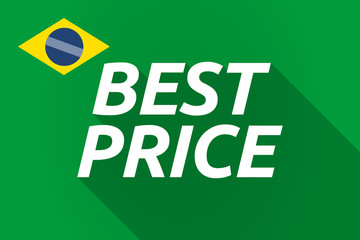 Long shadow Brazil flag with    the text BEST PRICE