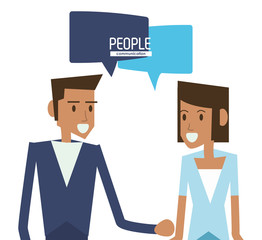 woman and man with bubble icon. People design. Vector graphic