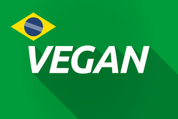 Long shadow Brazil flag with    the text VEGAN