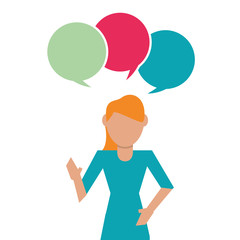 woman and bubble icon. People design. Vector graphic
