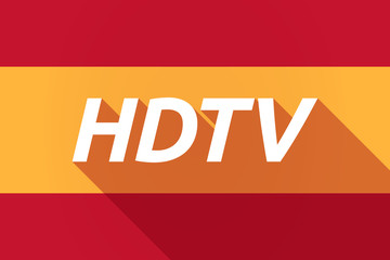 Long shadow Spain flag with    the text HDTV