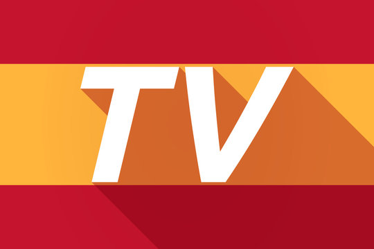 Long shadow Spain flag with    the text TV