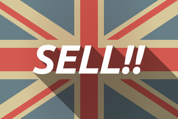 Long shadow UK flag with    the text SELL!!