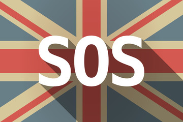 Long shadow UK flag with    the text SOS