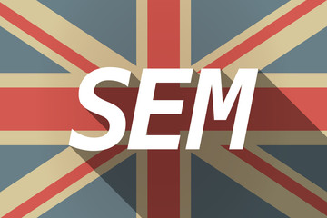 Long shadow UK flag with    the text SEM