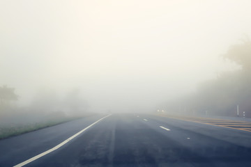 road in the fog.