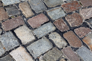 Traditional cobble stone pavement in Hamburg, Germany