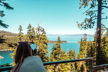 Girl at Emerald Bay Vista Point, Lake Tahoe