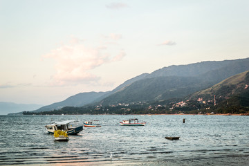 Boats and Mountains at Beautiful Island (Ilhabela) in San Paulo