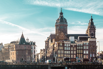 Buildings and Streets in Amsterdam, Netherlands