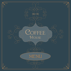 Coffee Retro Design wit florish border