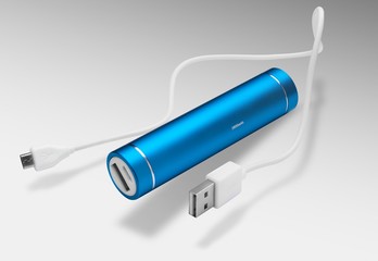  Blue power bank at white background